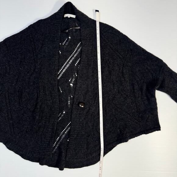 Cashmere Wool Open Knit Cape Cardigan Shawl Women's XS Gray Lagenlook Cozy - Picture 6 of 16